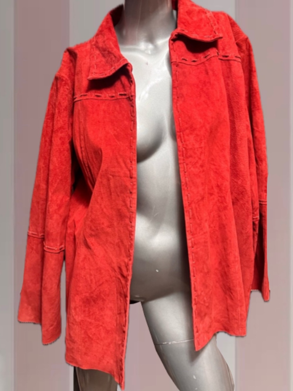 Cleo Red Genuine Suede Leather Jacket